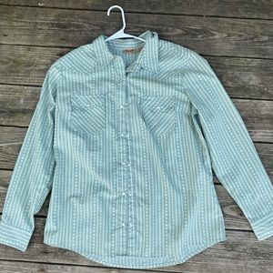 Wrangler pearl snap dress shirt size Large